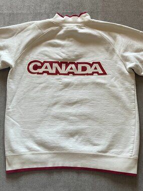 HBC Canada Olympic Team 1/4 Zip Sweatshirt Women Small White Logo Athletics